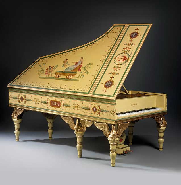 A FRENCH POLYCHROME PAINTED AND PARCEL-GILT GRAND PIANO BY GAVEAU, PARIS, 1924