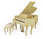 A William Knabe and Company Louis XV Style Paint Decorated Small Grand Piano; Together with an Associated Piano Bench