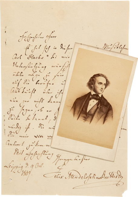 Mendelssohn autographed letter