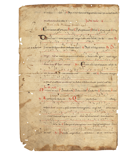 Medieval music fragments on vellum